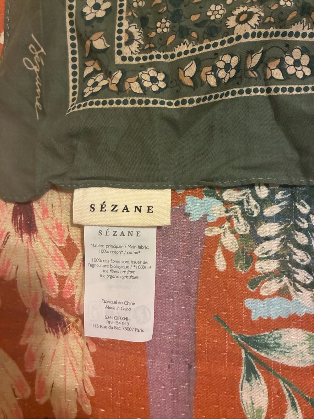 2 Sezane Floral Bandana Scarf - Rust and Green - Picture 6 of 7